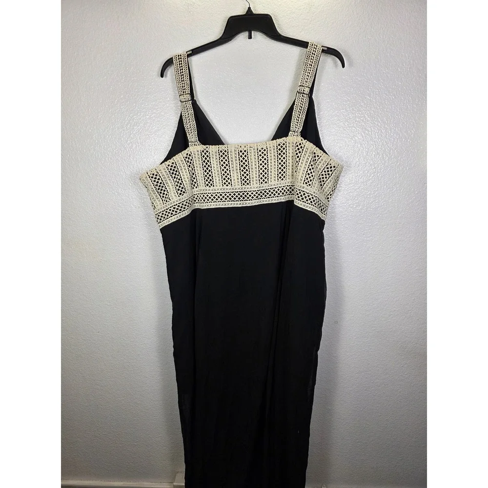 Masseys Womens Plus Size 4X Black Crochet Lace V-Neck Maxi Dress Sleeveless Boho